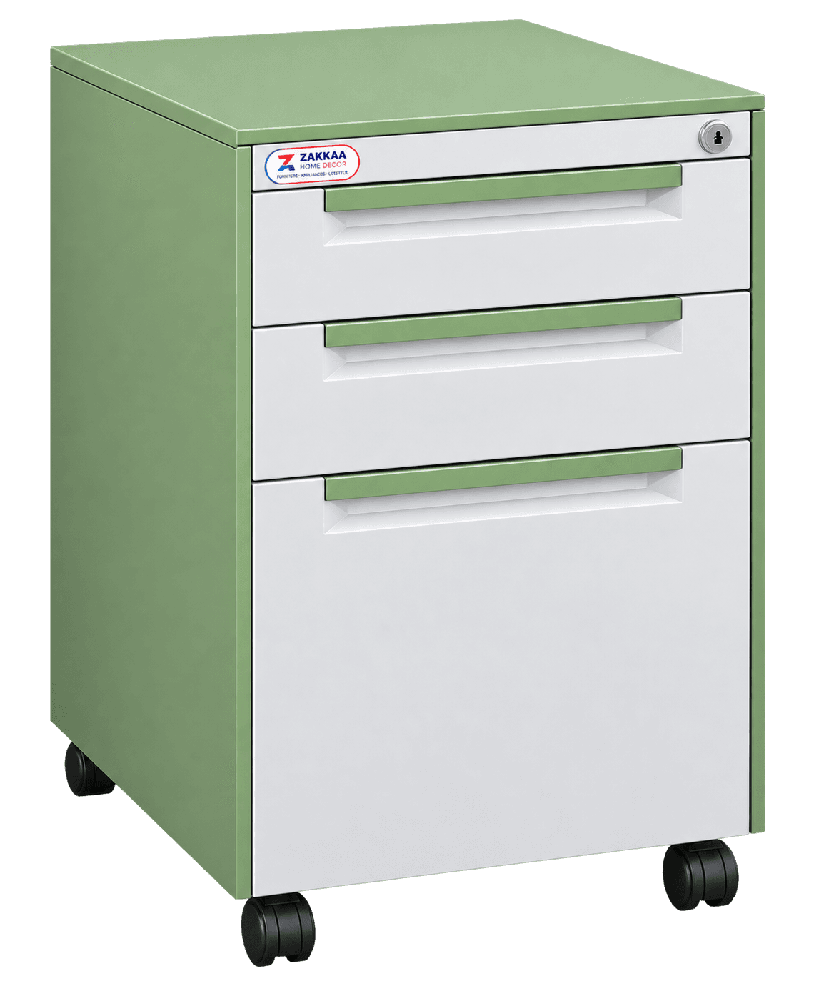 ZAKKAA Steel Mobile Pedestal Cabinet – 2 Drawer + 1 Filing Drawer Storage Unit  ZMS-14