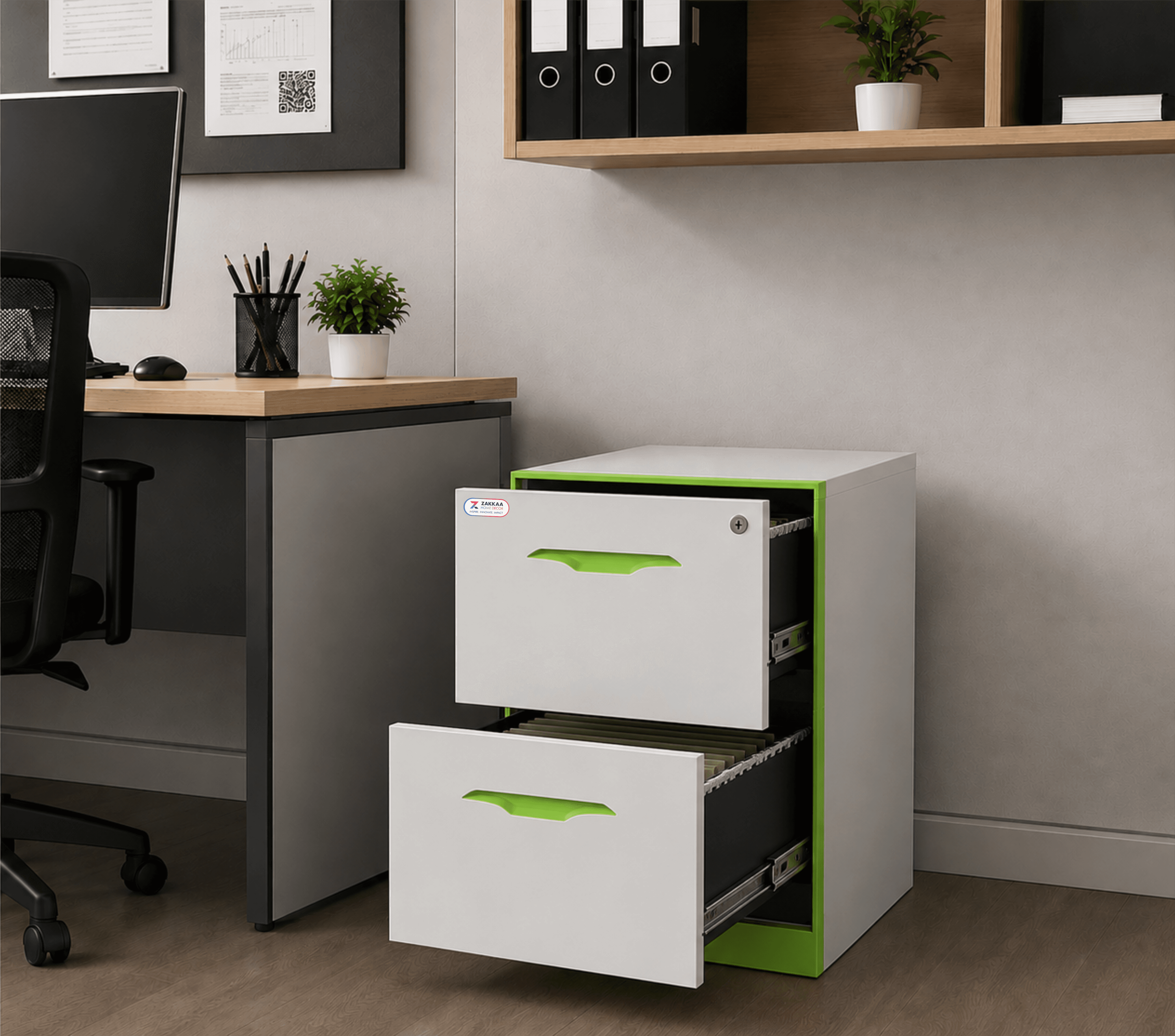 ZAKKAA Steel Vertical Filing Cabinet – 2 Drawer Office Storage Cabinet hover