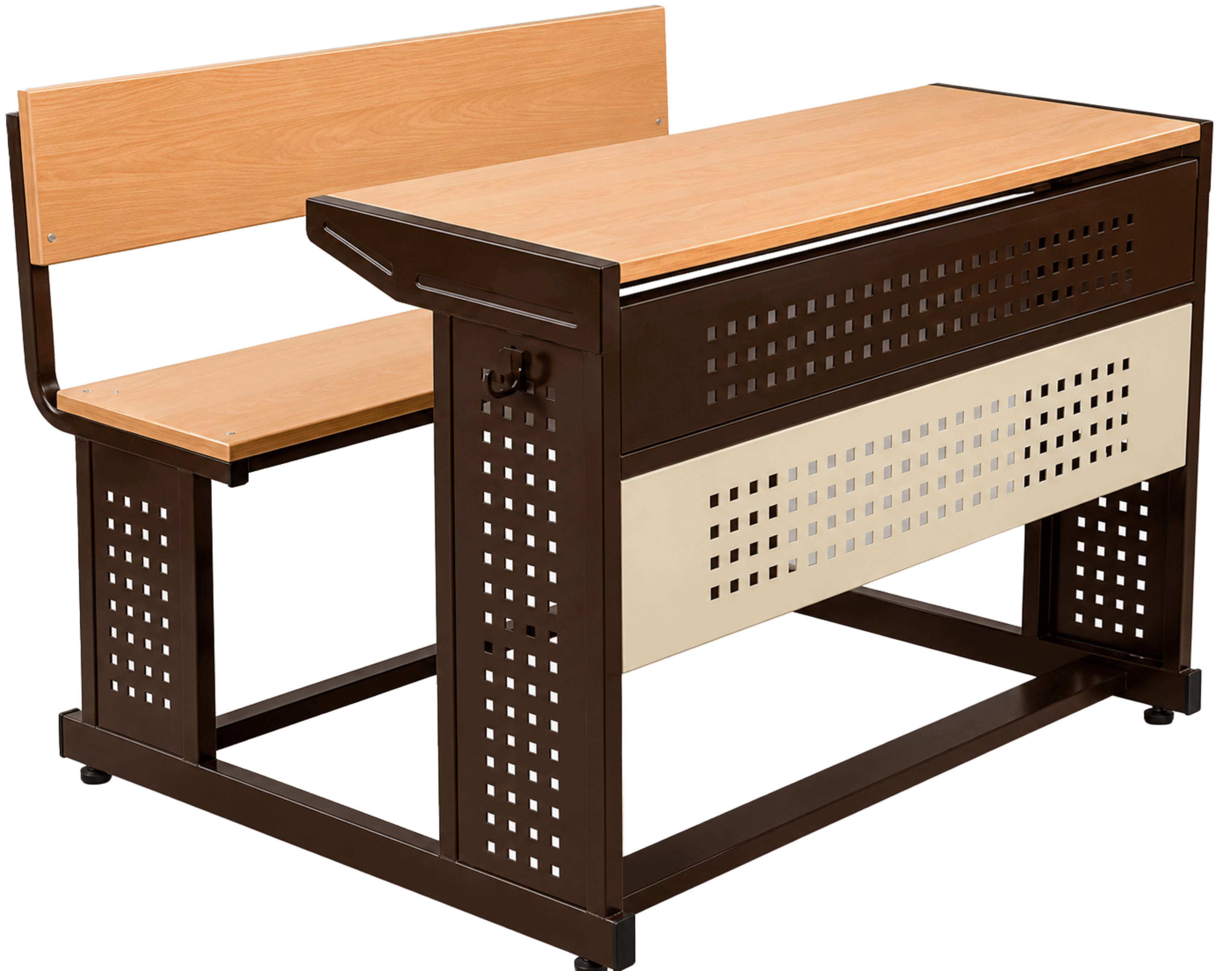 2-Seater School Desk & Bench Set with Modesty Panel | Desk 4