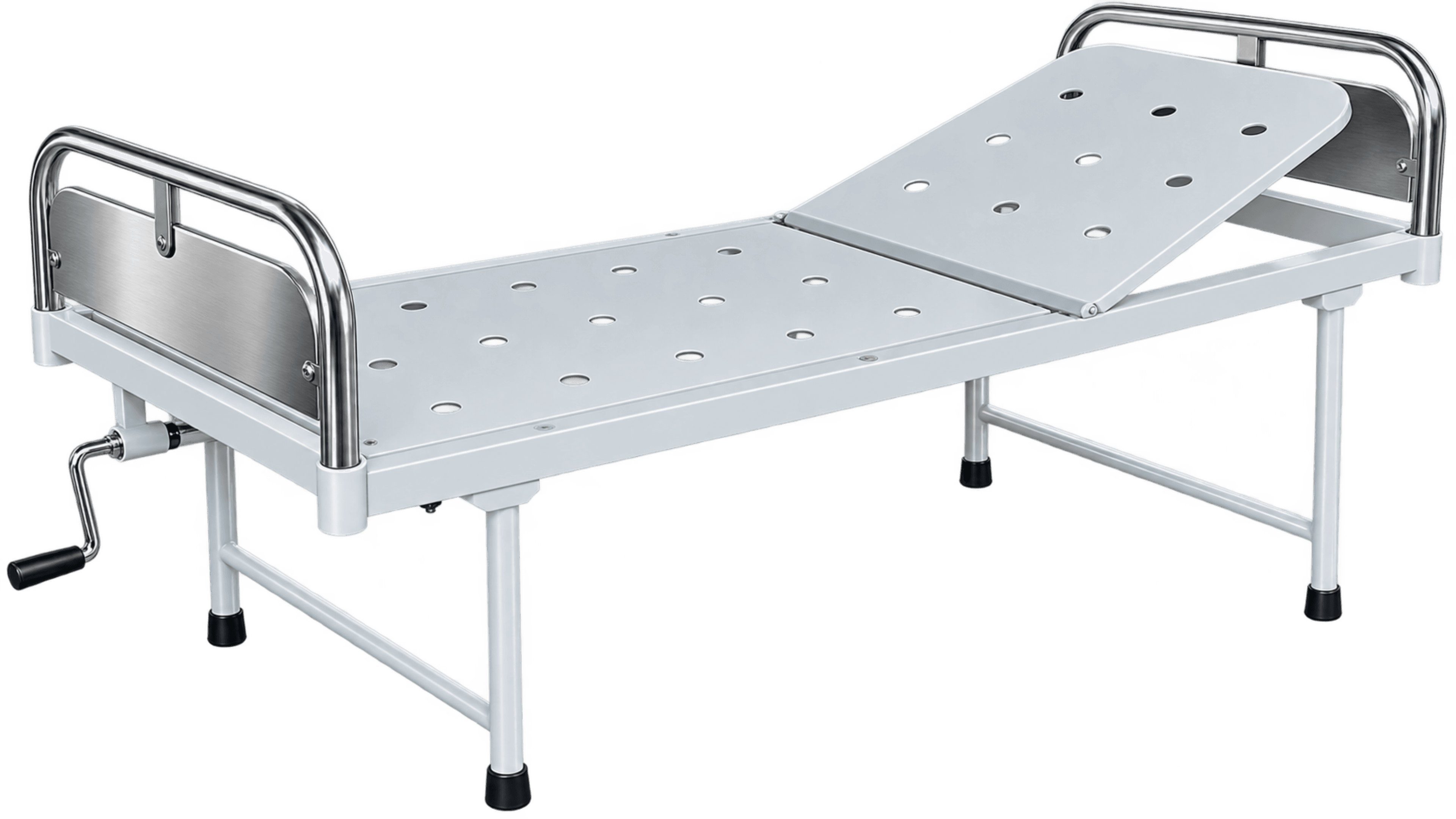 ZAKKAA Semi Flower Bed with Stainless Steel Panels – Manual Hospital Bed
