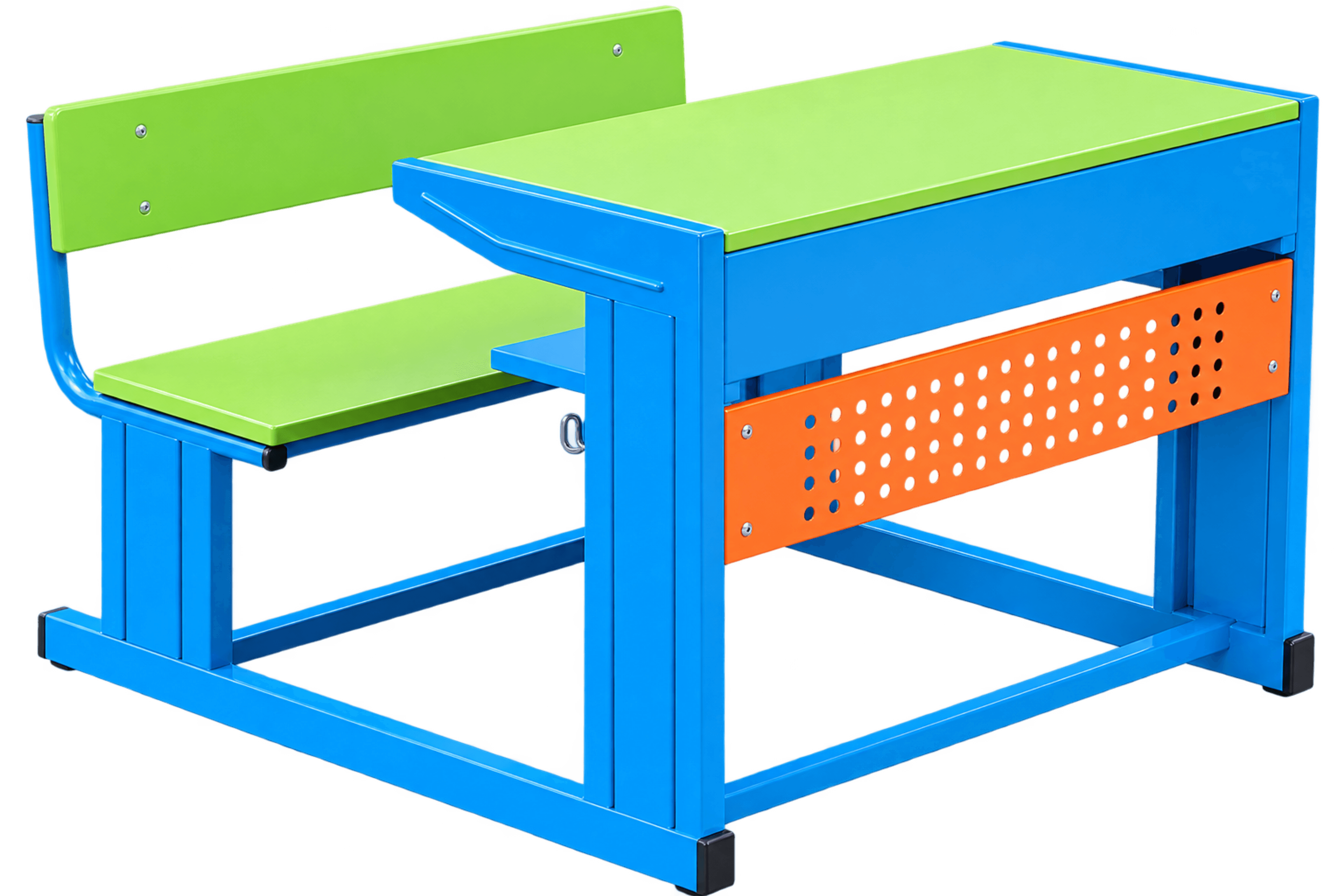 2-Seater School Desk & Bench Set with Modesty Panel | Kangaroo Blue Frame | Laminate Finish | Desk -5